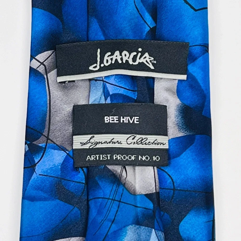 J. Garcia Necktie Men OS Blue Bee Hive‎ Artist Proof Silk Abstract Signature Tie